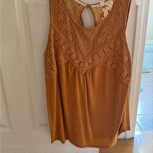 Women's Lace Detail Sleeveless Top - Mustard